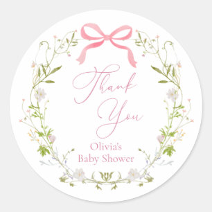 Adesivo Redondo Coroa de Arco com Laço Rosa de Flor Silvestre Obri