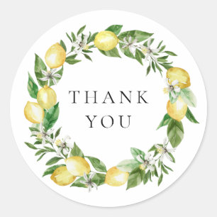 Adesivo Redondo Coroa de Bem-Estar de Limão Botânico e Folhagens O