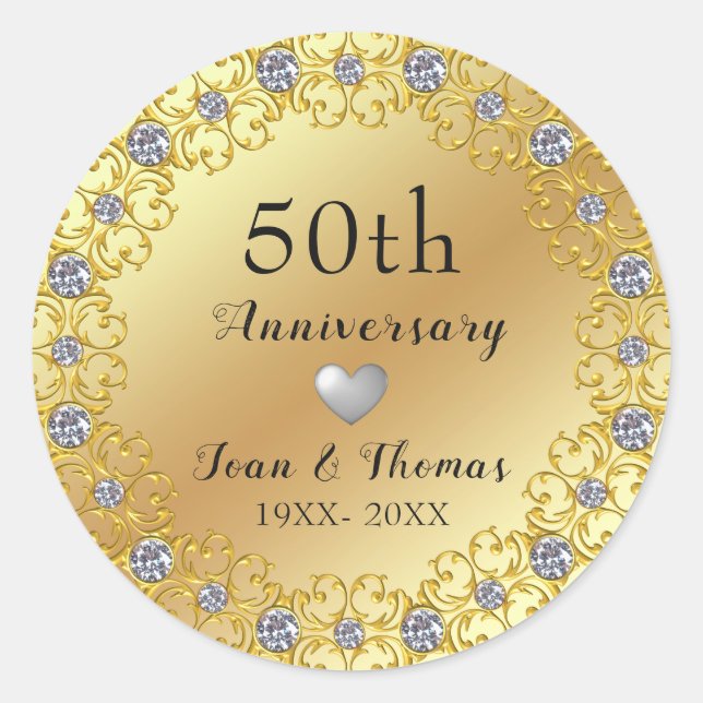 Adesivo Redondo Coroa de Diamantes e Coração de Prata (Frente)