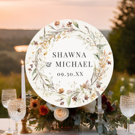 Adesivo Redondo Coroa de Flor Silvestre de Outono de Água e Casame