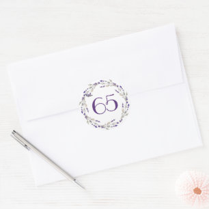 Adesivo Redondo Coroa de Lavanda para 65º Aniversário