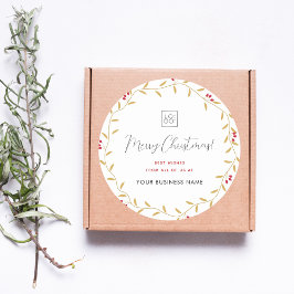 Adesivo Redondo Coroa de Natal Dourada com Logotipo da Empresa Per