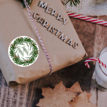 Coroa de Natal em Aquarela Verde Nome e Iniciais 