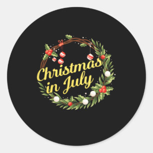 Adesivo Redondo Coroa de Natal em Julho Decoração de Porta Árvore