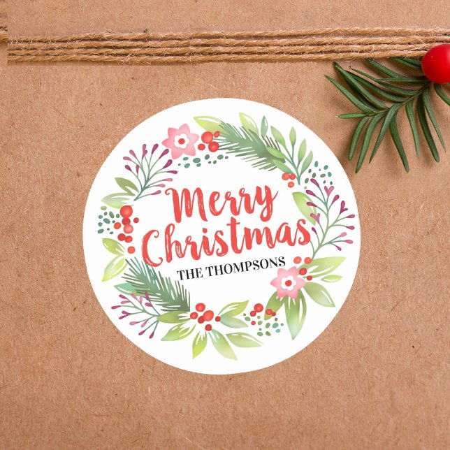 Adesivo Redondo Coroa de Natal Personalizada com Letra (Criador carregado)