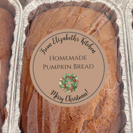 Adesivo Redondo Coroa de Natal Presente Comida Caseira Marrom