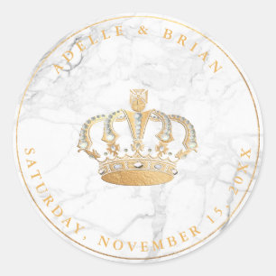 Adesivo Redondo Coroa de Ouro Falso DIY c/ Pérola + Mármore