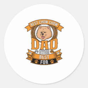 Adesivo Redondo Coroa de Pai Cachorro Chow Impressões de Pata