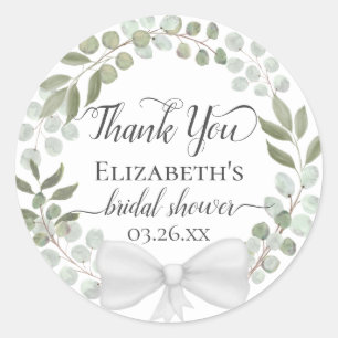 Adesivo Redondo Coroa de Verduras de Eucalipto Agradecimento Chá d