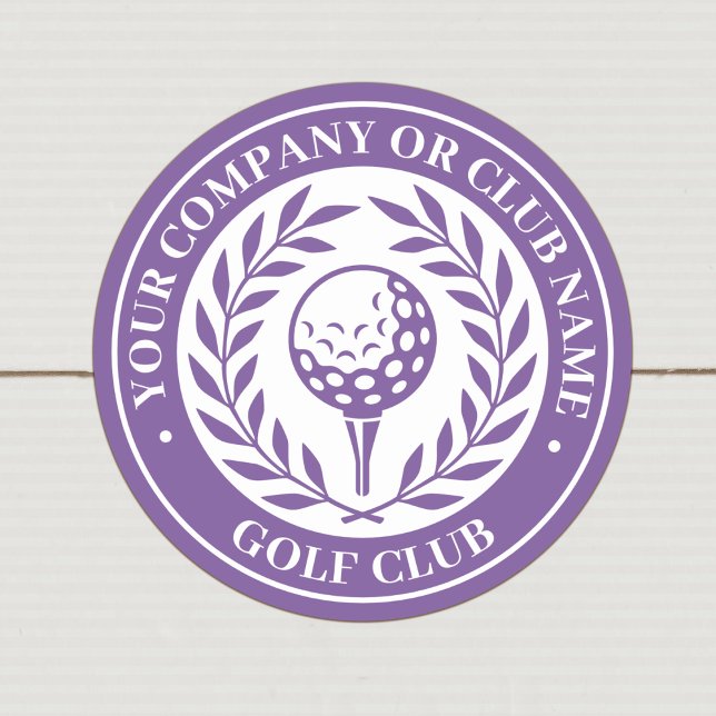 Adesivo Redondo Coroa de Vitória de Golfe Clássico Nome Personaliz (Criador carregado)