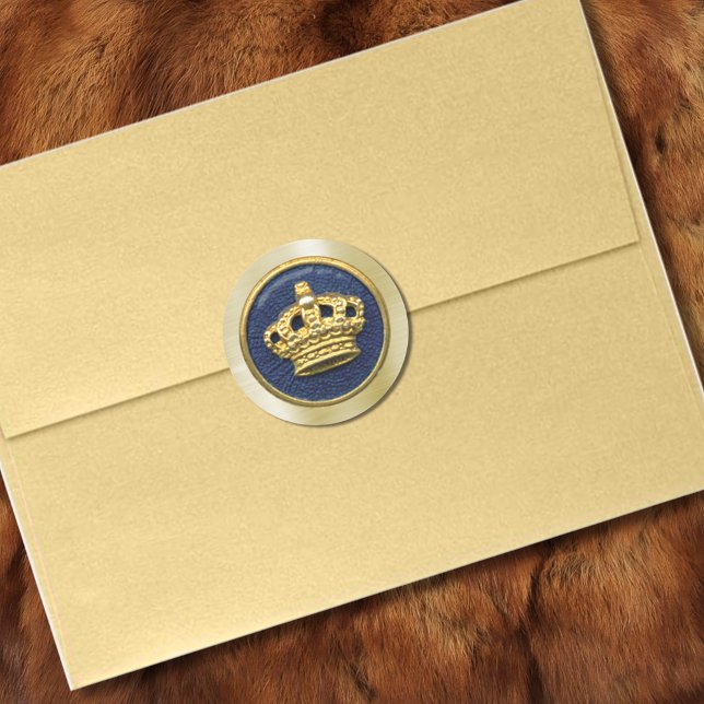 Adesivo Redondo Coroa Dourada Real Azul (Criador carregado)