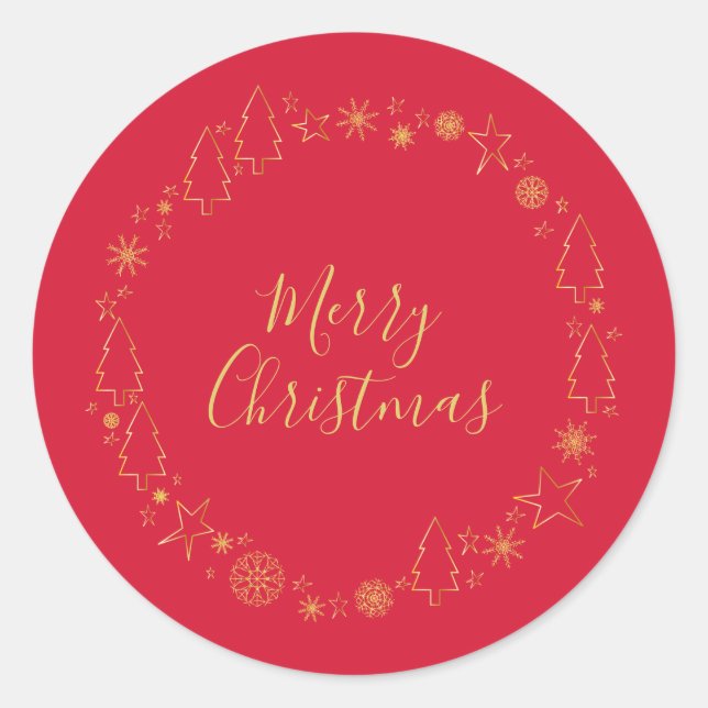 Adesivo Redondo Coroa Dourada Vermelha Elegante (Frente)