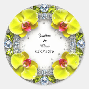 Adesivo Redondo Coroa Floral de Casamento