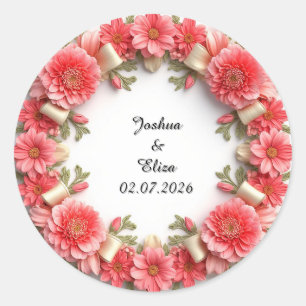 Adesivo Redondo Coroa Floral de Casamento