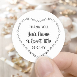 Adesivo Redondo Coroa Floral de Coração Rústico Simples Casamento