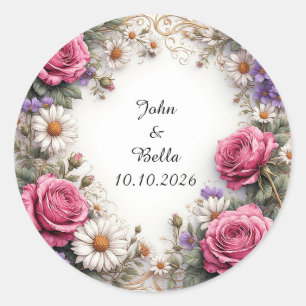 Adesivo Redondo Coroa Floral Decorativa
