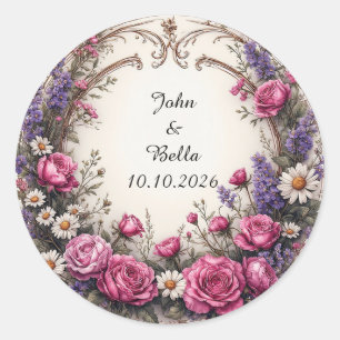 Adesivo Redondo Coroa Floral Decorativa