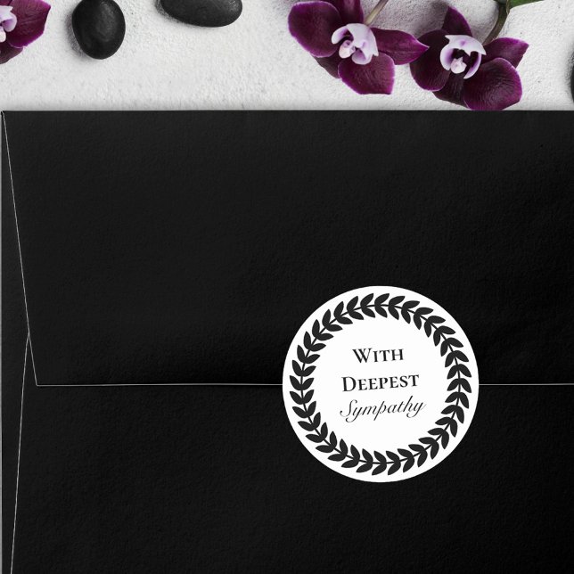 Adesivo Redondo Coroa Preta e Branca Com Sinceros Pêsames (Criador carregado)