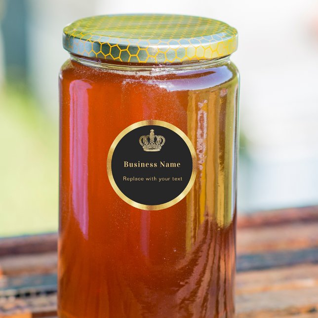 Adesivo Redondo Coroa real de ouro preto comercial (Criador carregado)