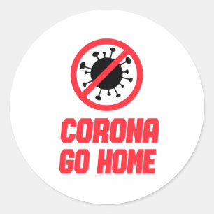 Adesivo Redondo CORONA IR PARA CASA - Design de sensibilização d
