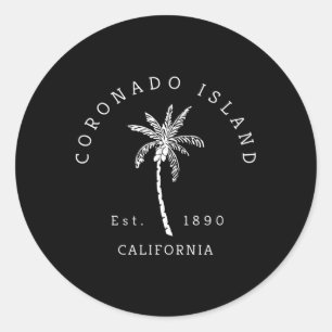 Adesivo Redondo Coronado Island California Palm Tree Novelty