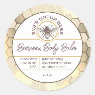 Adesivo Redondo Corpo Balm Feito Com Amor Bebê De Honeycomb