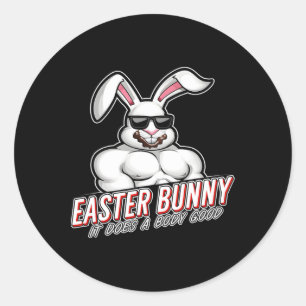 Adesivo Redondo Corpo de Gymer Engraçado da Páscoa Bunny