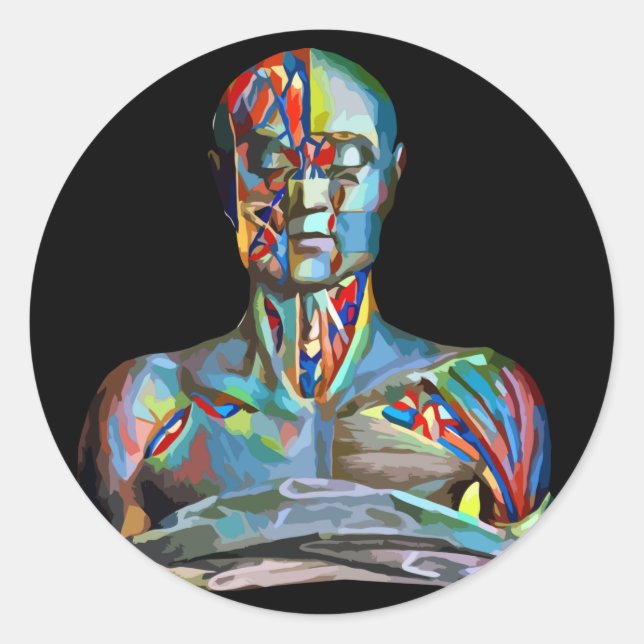 Adesivo Redondo corpo masculino parte anatomia humana abstrato art (Frente)