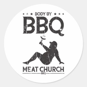 Adesivo Redondo Corpo Por Churrasco Da Igreja De Carne De Churrasc