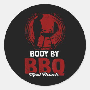 Adesivo Redondo Corpo Por Churrasco De Fumagem Da Igreja Da Carne 