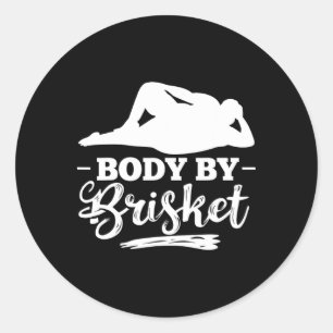 Adesivo Redondo Corpo por Fumador de Bolsa Brisket Burgers Brisket