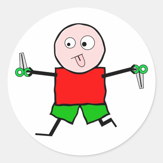 Adesivo Redondo Corra com tesoura (Frente)