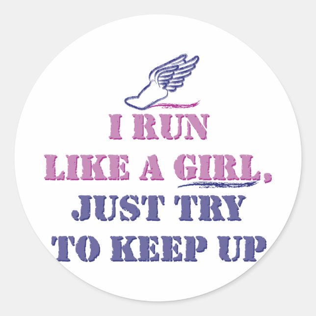 Adesivo Redondo Corra como uma garota (Frente)