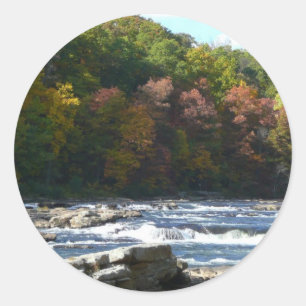 Adesivo Redondo Corredeiras do rio Ohiopyle no outono da Pensilvân