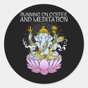Adesivo Redondo Correndo Com Café E Meditação I Meditação 