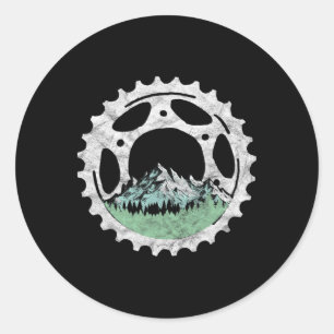 Adesivo Redondo Corrente De Bicicleta E Árvores Ciclismo De Montan
