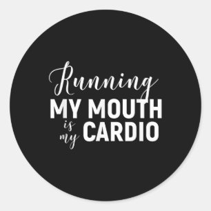 Adesivo Redondo Correr A Boca É O Meu Cardio - Engraçado Academia