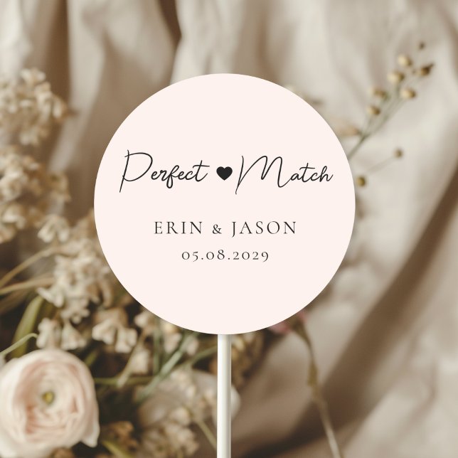 Adesivo Redondo Correspondência Perfeita! Blush, Elegante, Simpel (Perfect Match! Blush, Elegant, Simple, Heart, Classic, Round, Wedding Sticker.)
