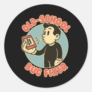 Adesivo Redondo Corretor de Bug Old School Gamer de Arcade Retro V