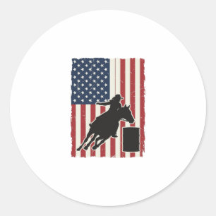Adesivo Redondo Corrida de Barril Bandeira Americana Design Vetori