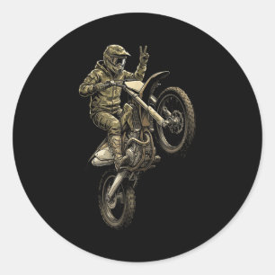 Adesivo Redondo Corrida de moto de motocross camuflada piloto offr