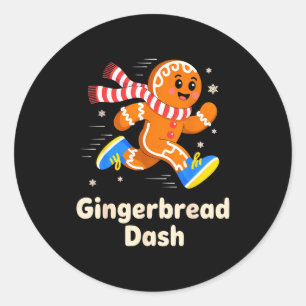 Adesivo Redondo Corrida de Natal Gingerbread Maratonista Xmas Mar
