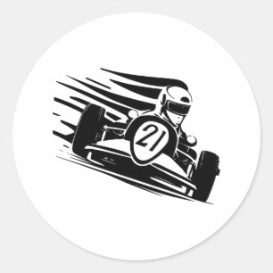 Adesivo Redondo Corrida em preto e branco minimalista