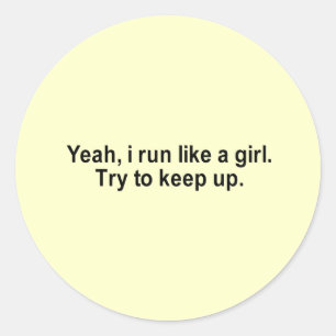 Adesivo Redondo corro como uma camiseta de menina