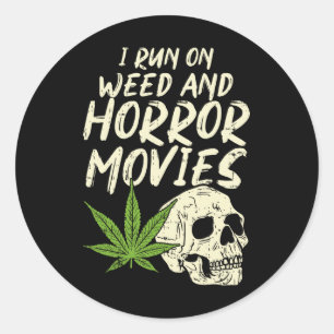 Adesivo Redondo Corro Filmes De Horror De Erva, Pedra De Halloween