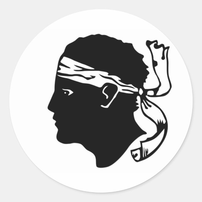 Adesivo Redondo Corse, ilha frança, Corse, pavilhão Mor (Frente)