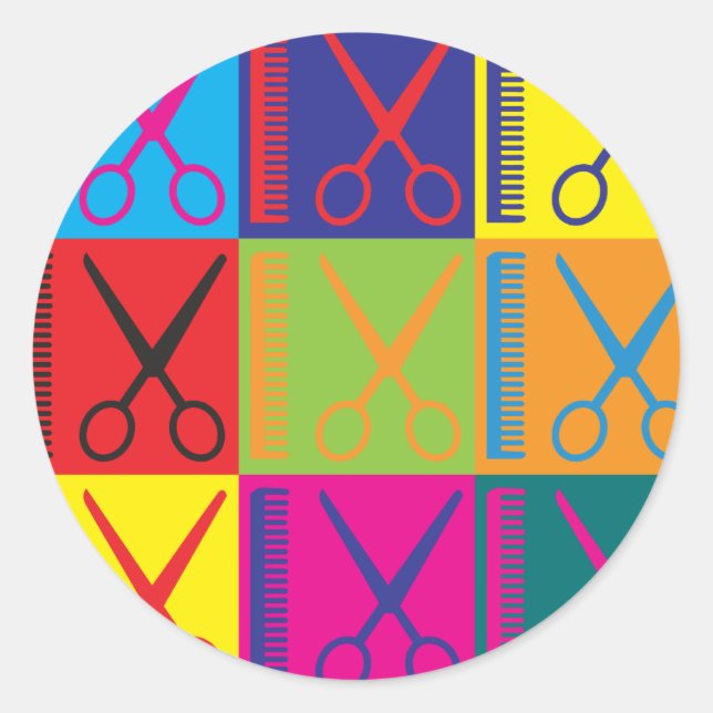 Adesivo Redondo Cortando Pop de Cabelo (Frente)