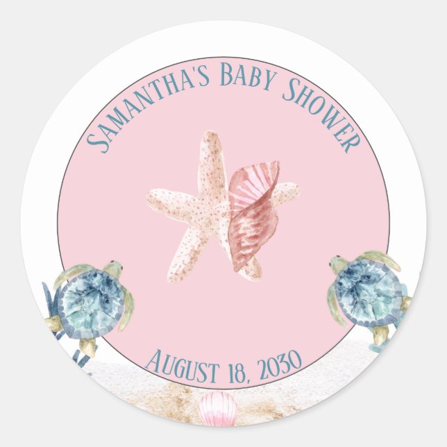 Adesivo Redondo Corte debaixo do Chá de fraldas do mar (Frente)