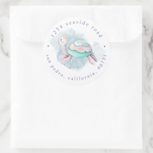 Adesivo Redondo Corte sob o endereço de devolução de aquarela marí