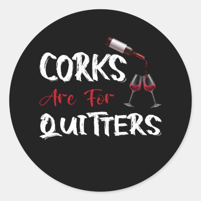 Adesivo Redondo Cortiça É Para Peitos Engraçados Bebendo De Vinho  (Frente)